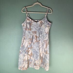 Tommy Bahama Dress Womens Neutral Palm Tree Print Empire Strap Sundress Beachy